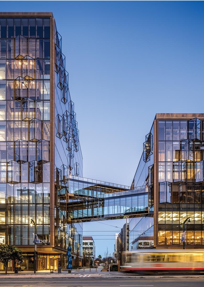 Uber Mission Bay exterior and skybridge